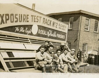 vintage photo 1932 Work Men Blue Knight Elizabeth New Jersey Aircraft Lacquer Business