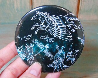 CLEARANCE SALE Midnight Menagerie Illustration Pocket Mirror