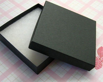 10 Matte Black Jewelry Boxes Cotton Filled High Quality 3.5 x 3.5 x 7/8 inch - Large