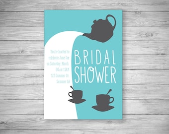 Tea Pot Bridal Shower Invitation - Set of 20 - Envelopes Included