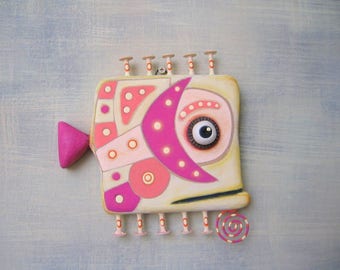 Wild Guppy 2, Original Found Object Wall Sculpture, Fish Wall Art, Wood Carving, Marine Art, Painted Sculpture, by Fig Jam Studio