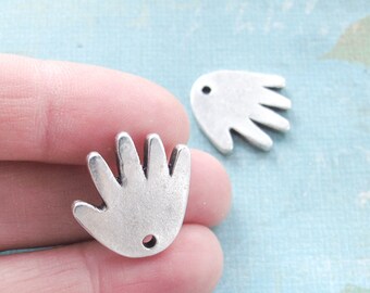 25%OFF Hand Charm Pendant High Five Healing Hamsa Hand Silver Plated Greek Mykonos Casting Metal Handmade tag craft supplies (1 piece)