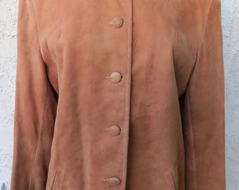 Vintage 1940's brown suede deerskin leather jacket rockabilly VLV