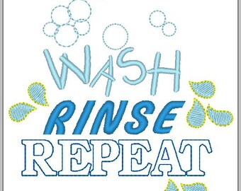 Wash Rinse Repeat Embroidery Onsie Baby download 4x4 hoop