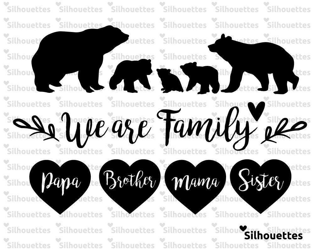 Download SVG We are family bear silhouette svg dxf eps jpg