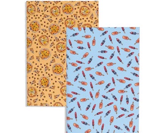 Set of Pocket Journals—2 food themed notebooks with an pizza and icepop watercolor illustration
