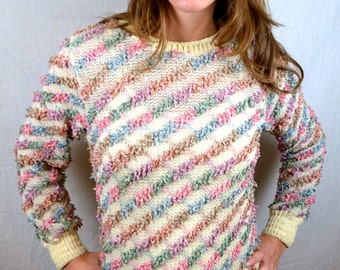 Vintage 80s 3D Rainbow Sweater