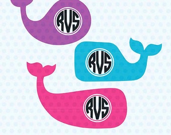 Whale Monogram Svg, Whale Frames, Svg Files, Silhouette, Cricut