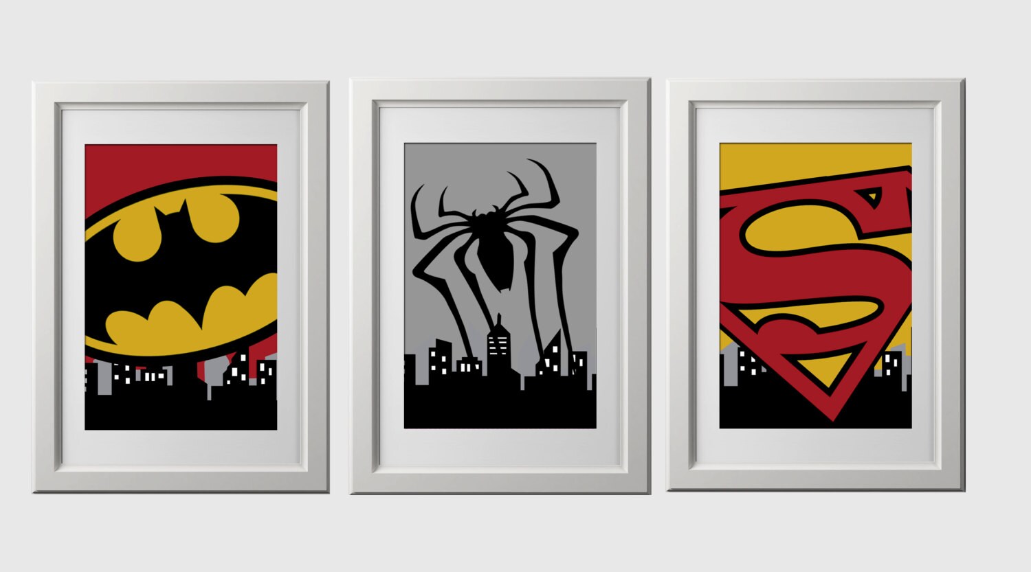 Superhero wall art PRINTS PRINTED super hero wall decor set