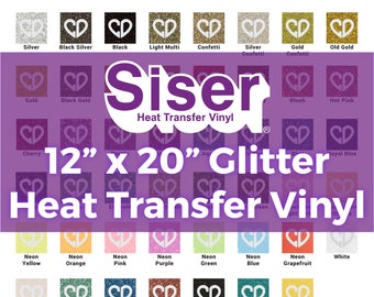 Siser Glitter Heat Transfer Vinyl HTV - 20"x12", Heat Transfer Glitter Vinyl, Glitter Iron On Vinyl, HTV Vinyl Glitter, Glitter HTV Sheet