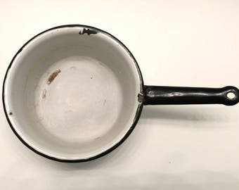 Enamelware Small Pan / Enamelware / White Enamelware / Vintage Pan / Farmhouse Pan