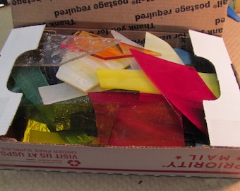 2 Lbs Art Glass Scrap from Stained Glass Studio all colors mfg sizes Mosaic or small suncatchers