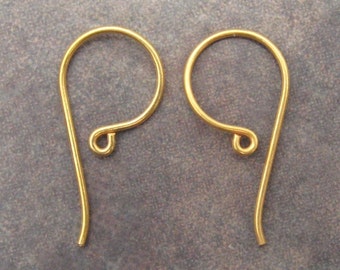 Vermeil Earwires With Hook - Shepherds Hook - 24 x 12mm - Pick Your Own Bulk Price