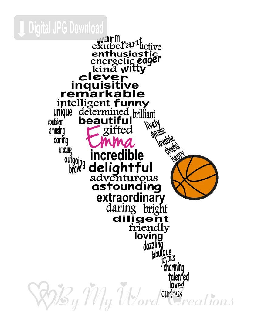 Basketball Player Word Art Personalized Girl Basketball
