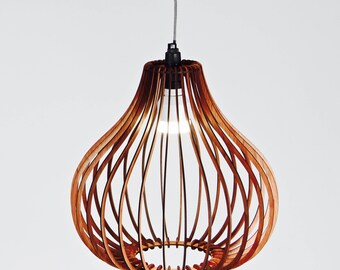 Wooden Lampshade, Hanging Pendant Light, Industrial, Minimalist, Handmade, Australian, Skeleton, Commission Piece, Ceiling Lamp, Natural
