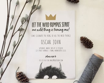Where the Wild Things Are First Birthday Invitation