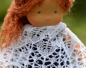 White Doll shawl Knit shawl Lace miniature scarf Lace doll shawl Waldorf doll Miniature shawl Baby doll shawl Dollhouse miniature Mini shawl