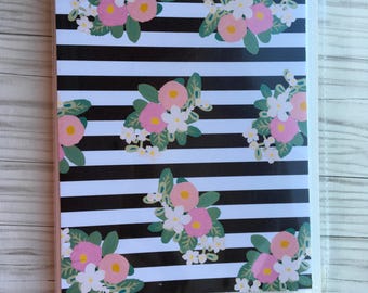 Floral sticker book Black and white bar floral sticker book Sticker organizer sticker storage