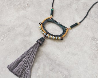 Long necklace, tassel necklace, bohemian necklace, gypsy jewelry, pendant necklace, tribal necklace, ethnic necklace, boho necklace