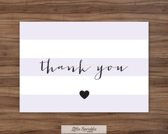Baby Shower Thank You Card Lavender Stripes / Purple Baby Girl Shower / Printable Thank You Card / Printable Digital / INSTANT DOWNLOAD