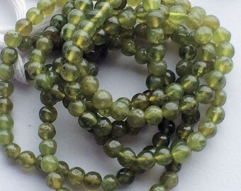 Vessonite Beads, Green Plain Round Beads, Vessonite Necklace, 6mm Beads, 13 Inch Strand, 63 Pieces, Wholesale Price