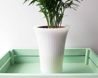 Vintage Milk Glass Vase EO Brody Ribbed Footed - Weddings Bridal