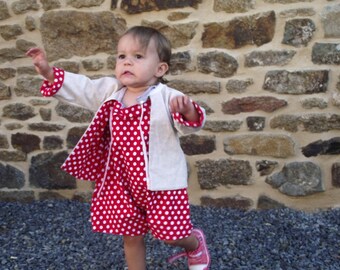 Cute 12 month reversible cotton overalls