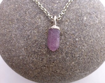 Natural Ruby and Silver Pendant Raw Gemstone Jewelry