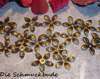 D-03252 - 30 Bead caps antique bronze 15mm