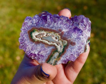 Amethyst Stalactite Crystal from Brazil | Raw Amethyst Stalactite Crystal Slice Geode | Ornament Quartz | Mineral Specimens | Reiki Chakra