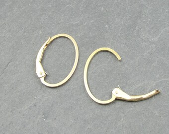 Gold Filled Leverback Earring Findings - Oval Interchangeable Goldfilled Lever Back Ear Wire Hooks - Open Ring Earrings