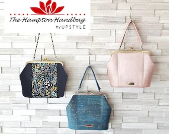 Hampton Handbag PDF Sewing Pattern- Full Size pdf Pattern and Tutorial by UPSTYLE - for craft, bag making, diy fashion