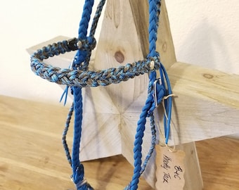 6 Strand Bridle - Carribean Blue and Abyss