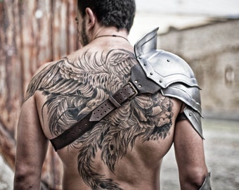 Steel Armor Pauldron Gladiator/Metal Shoulder/LARP Fantasy Armor/ handcrafted unique custom made