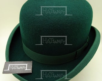 VINTAGE Wool Felt Formal Tuxedo Dura Bowler Top Hat - Green