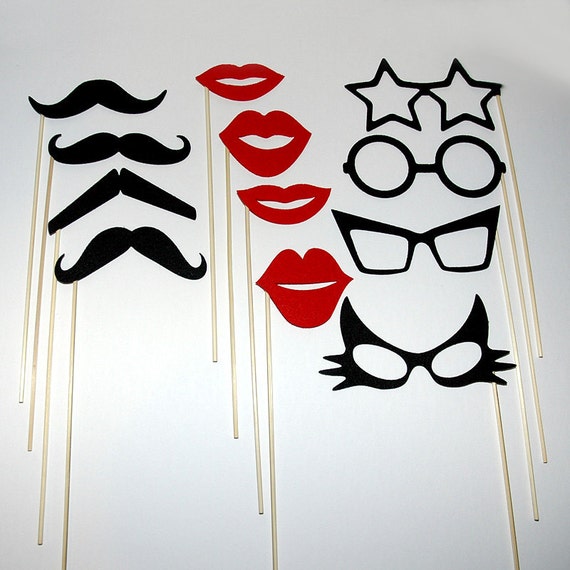 Items similar to Mustache Lips And Eye Glasses on a stick - Photo Booth ...