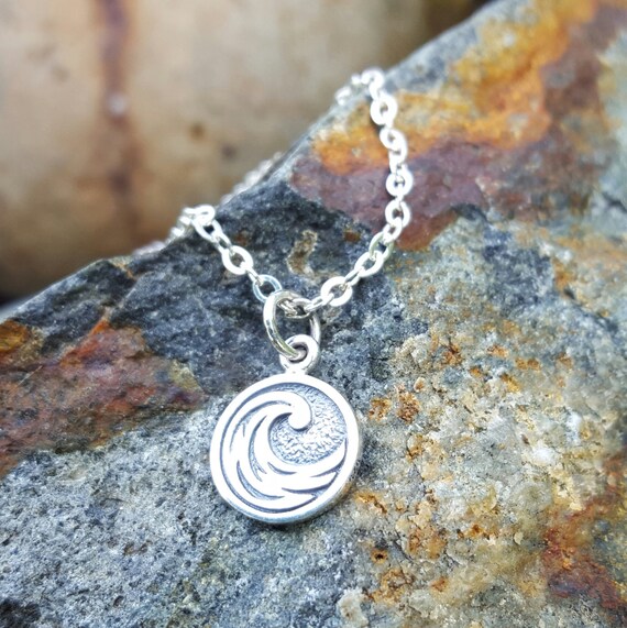 Water Element Necklace Charm Sterling Silver Water Symbol