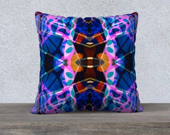 Abstract Art Pillow Case, Decorative Pillow, Throw Pillow, Square Pillow, Printed Pillow, Designer Pillow, Colorful Pillow, Wild Pillow