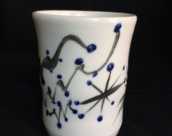 Porcelain tumbler, porcelain cup, ceramic cup, ceramic tumbler, pencil holder, pencil cup