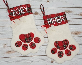 Christmas Stocking, Personalized Pet Stocking, Dog Stocking, Cat Stocking, Paw Stocking, Personalized Stocking, Pet Gifts, Furbaby Stockings