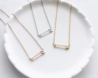 Safety Pin gold plated necklace love, safe, adorable