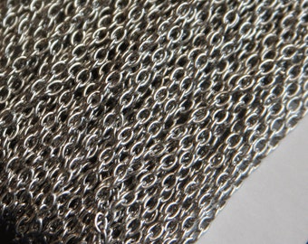 15 ft spool of Antique Silver color round cable chain 2.6X3.9mm - unsoldered
