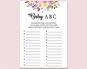 printable baby a shower game to free z Baby ABC GAME Shower items game BABY alphabet game baby