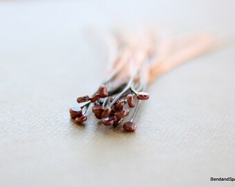 Jewelry Supplies, 20 Handmade Copper Headpins, 24 Gauge Rosy