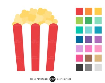 Popcorn Clip Art, Circus Carnival Clipart, Movie Theater Clip Art - Commercial Use, Instant Download
