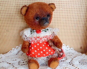 Teddy toy bear Interior toy Collectible toy OOAK teddy Toy bear Artist teddy bear Plush teddy brown bear Bear girl Author's toy Teddy bear