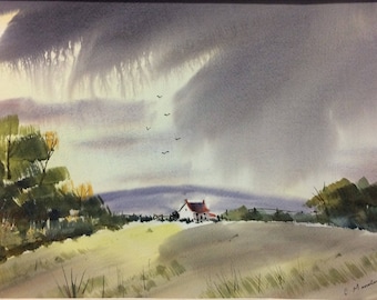 Original watercolor - House on the Hill