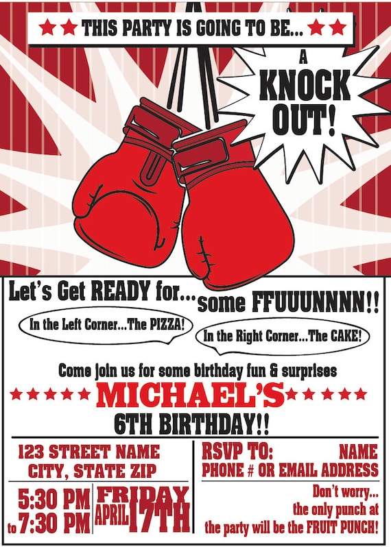 Boxing Birthday Party Invitations 2