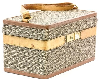 Vintage "Hartmann" Tweed Train Case w/ Handle - FREE SHIPPING