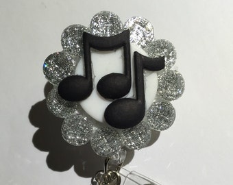 Music Notes retractable badge reel holder